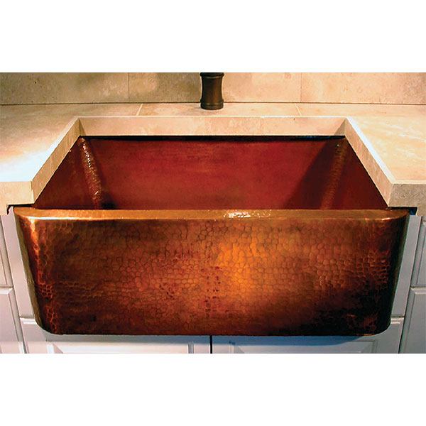 Linkasink Kitchen Sink - Hammered Metals - C020 Farm House Kitchen Single Bowl - 33" Wide - OD: 33" x 20" with 3.5" Drain Opening